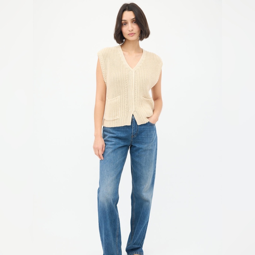 Toteme Cream V-Neck Sweater Vest